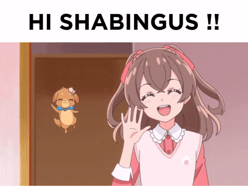 a picture of a girl and a dog with the caption hi shabingus !!