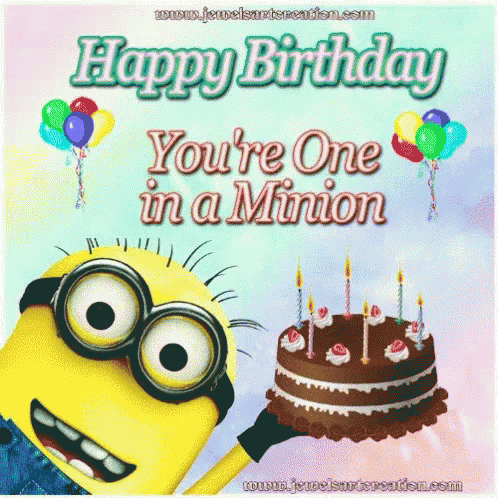 Happy Birthday One In A Minion GIF - Happy Birthday One In A Minion Cake GIFs