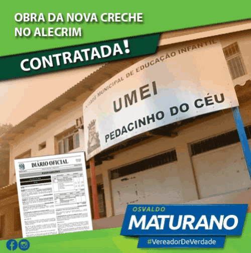 an ad for osvaldo maturano shows a building with a sign that says umei pedacinho do ceu
