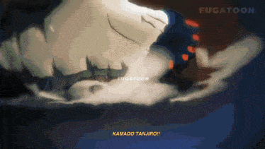 a cartoon of a person with the words kamado tanjiro written on the bottom