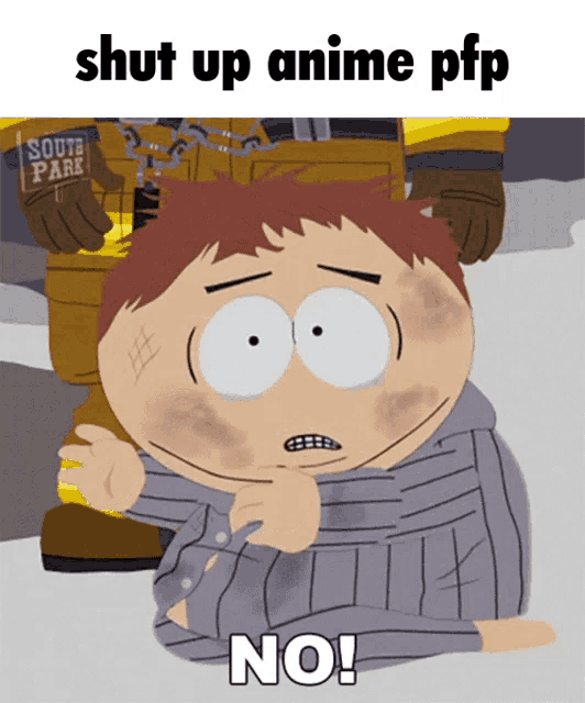 a cartoon character with the words shut up anime pfp