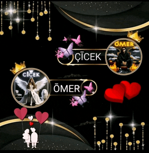a picture of a man and a woman with the names omer and cicek
