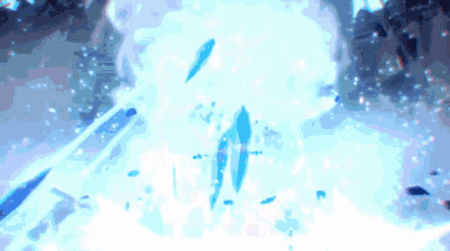 a blue background with a few pieces of ice floating in it