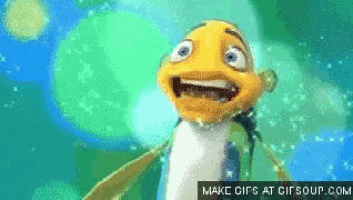a gif of a fish with a make gifs at gifsoup.com button