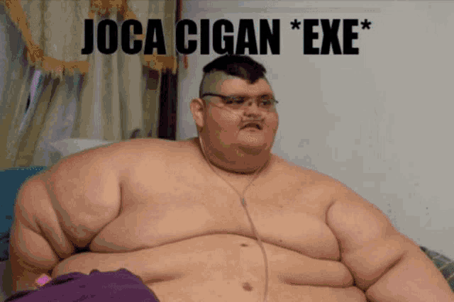 a picture of a fat man with the words joca cigan * exe * written above him