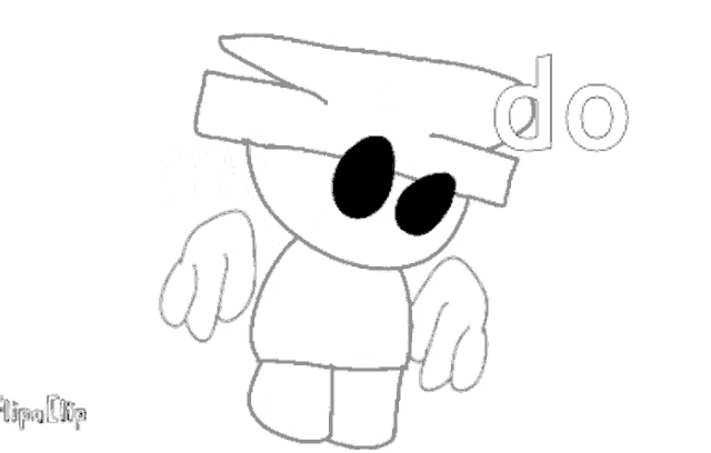 a black and white drawing of a cartoon character with an angry face and the words `` do '' .