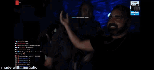a man with a beard is on a twitch channel called lospollostv