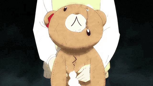 a person is holding a teddy bear with the letter a on the face