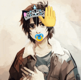 a drawing of a person with a pacifier and a crown on their head