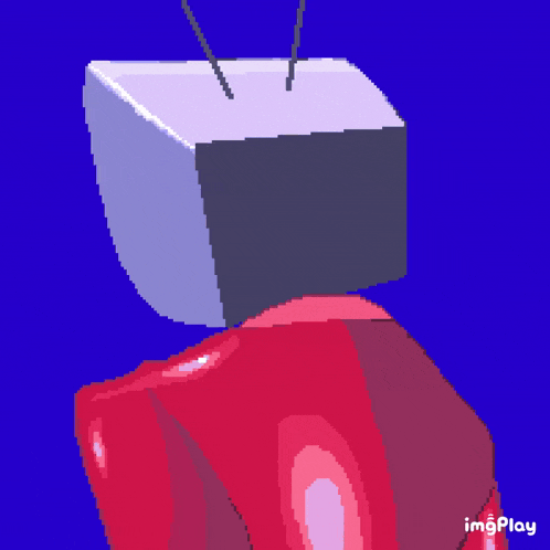 a pixel art drawing of a man with a tv head and a tie