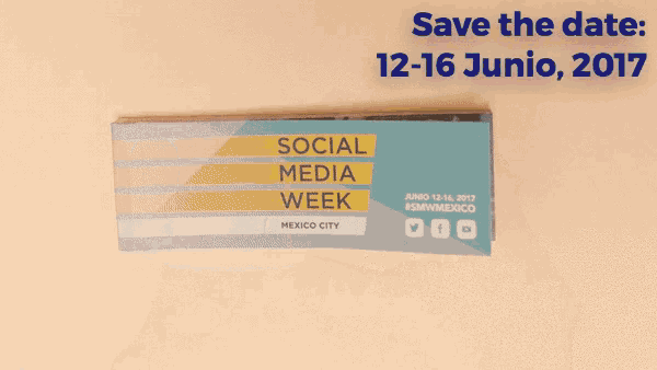 a person is holding a card that says social media week mexico city