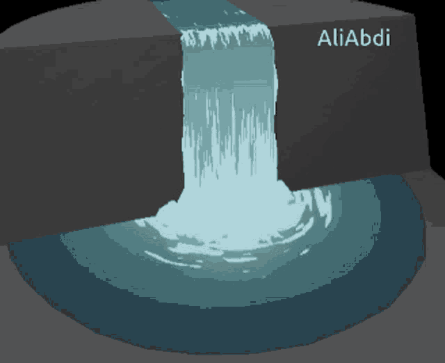 a computer generated image of a waterfall with the name aliabdi at the bottom