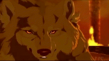 a close up of a wolf 's face with red eyes looking at the camera .