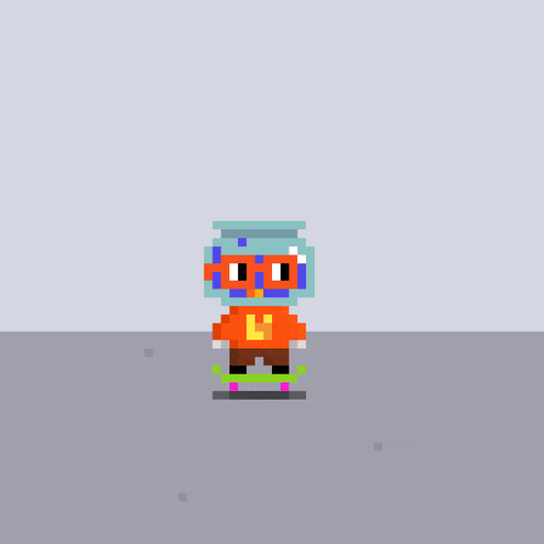 a pixel art of a person with the letter l on his chest