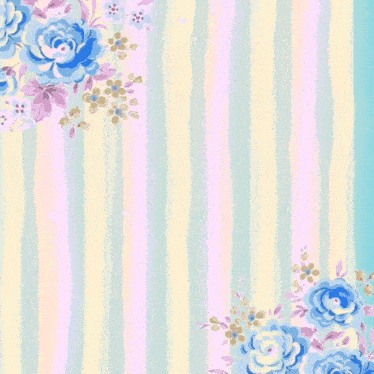a colorful striped background with blue and purple flowers and the words in arabic