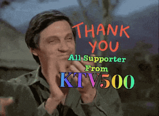 a man clapping his hands in front of a sign that says thank you all supporter from ktv500