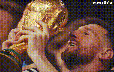 a man holding a trophy with messii.8x on the bottom right