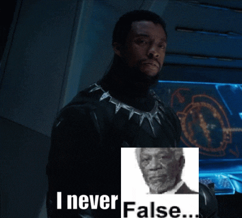 a picture of a man with the words " i never false " below it