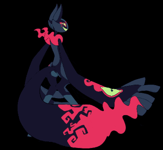 a drawing of a monster with a green eye and a red body