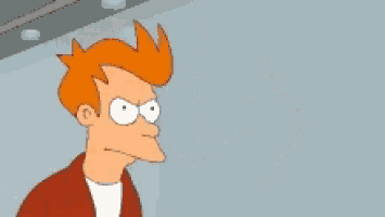fry from futurama is giving the middle finger to the camera