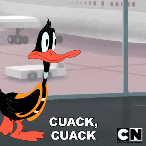 a cartoon of a duck with the words cuack cuack on the bottom