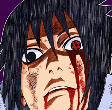 a drawing of a person with blood coming out of their eye