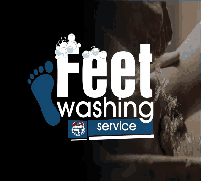 a logo for feet washing service with a person washing their foot