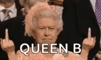 queen elizabeth ii is giving the middle finger in a crowd .