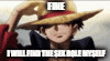 monkey d luffy from one piece is wearing a straw hat and a red shirt .