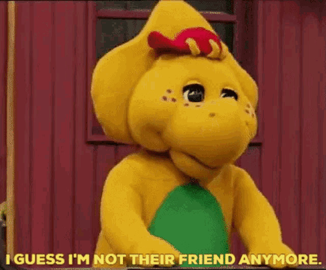 Barney And Friends Bj GIF - Barney And Friends Bj I Guess Im Not Their Friend Anymore GIFs
