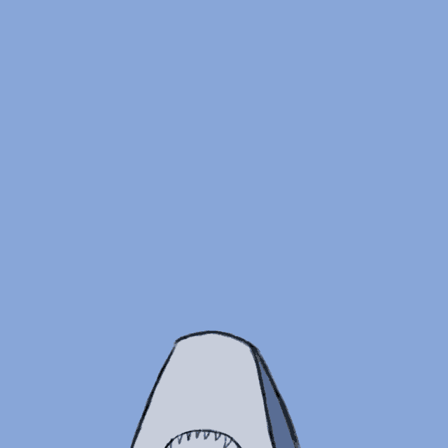 a drawing of a shark 's mouth with sharp teeth on a blue background