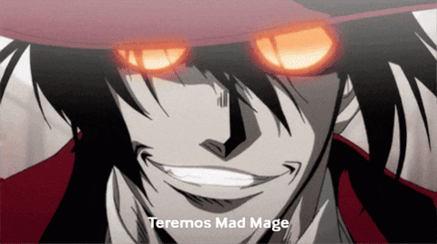 a picture of a man with red eyes and the words teremos mad mage