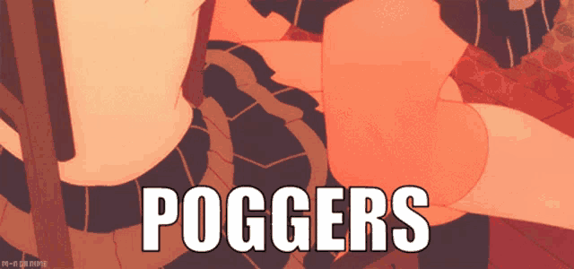 the word poggers that is on a cartoon