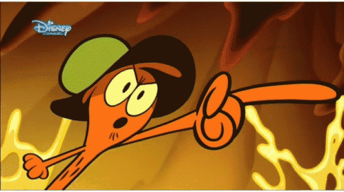 a cartoon character with a green hat and the word disney on the bottom