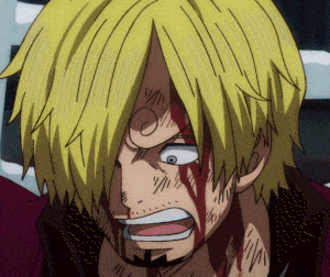 a close up of a cartoon character 's face with blood on it