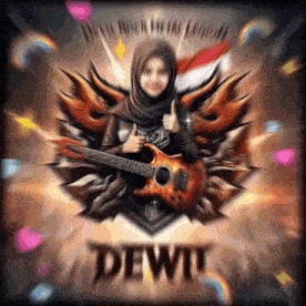 a woman in a hijab is holding a guitar and giving a thumbs up ..