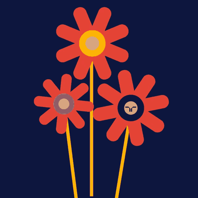 three flowers with a yellow sticker that says voor jou
