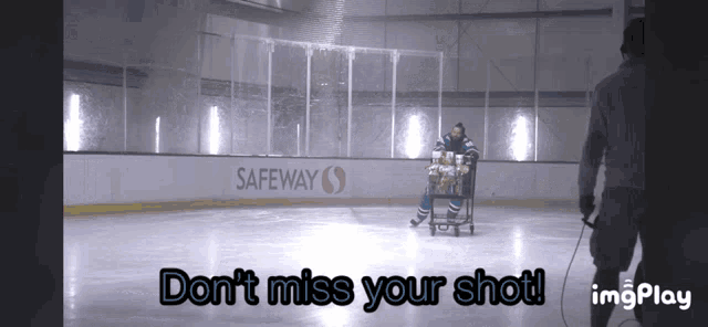 a hockey player on the ice with the words " don t miss your shot "