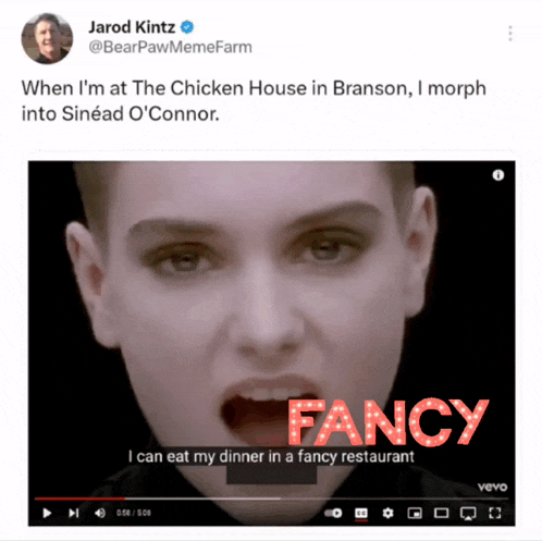 a twitter post by jarod kitz shows a video of sinéad o'connor