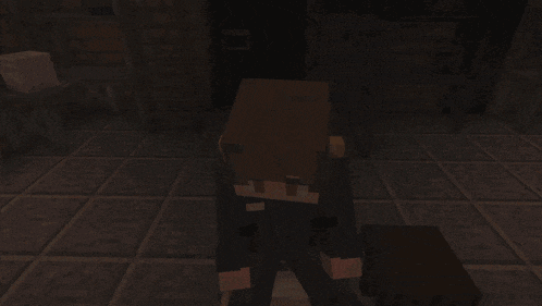 a minecraft character with red eyes and a mouth open