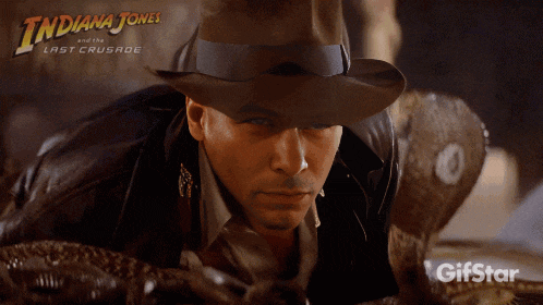 indiana jones and the last crusade poster with a man in a hat