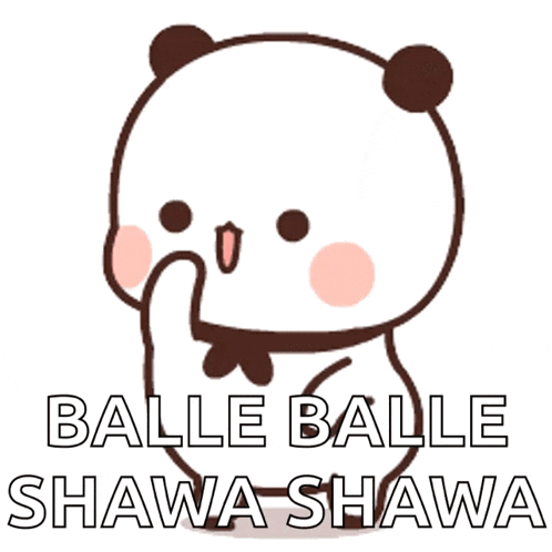 a cartoon bear with the words balle balle shawa shawa written on it