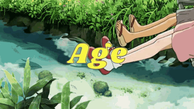 the word age that is on a cartoon background