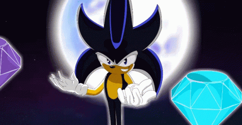 a cartoon character is surrounded by diamonds and purple diamonds