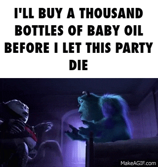 a monster from the movie monsters inc is talking to a baby in a bed .