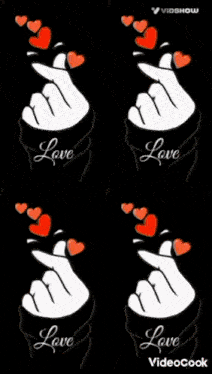 a video showing hearts and the word love