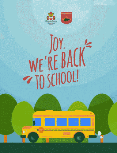 a poster that says joy we 're back to school on it