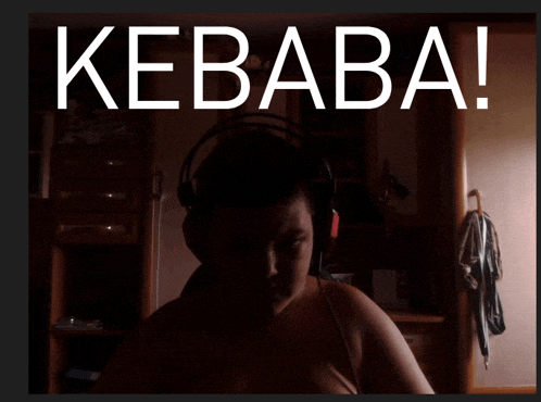 a man wearing headphones with the words kebaba on the top