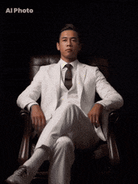 a man is sitting in a chair with a circle of fire around him and the words ai photo below him