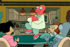 a cartoon shows a man in a lab coat standing on one leg